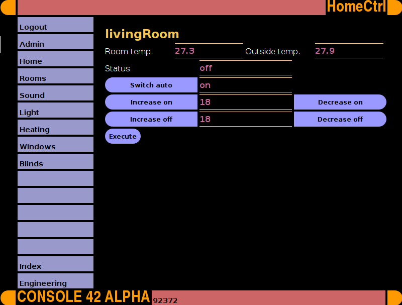 HomeCtrl V2 heating control interface